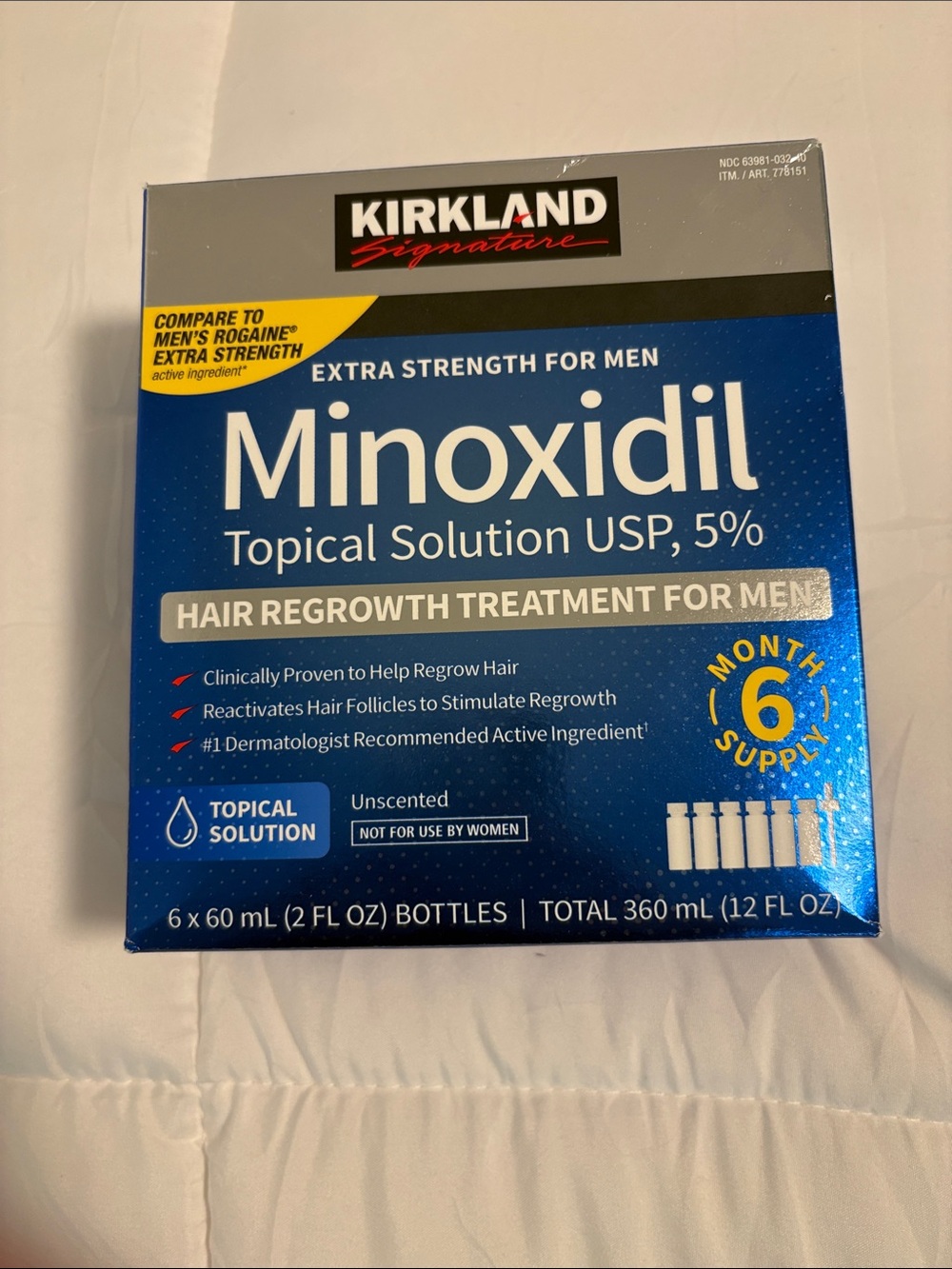 Kirkland Signature Minoxidil Topical Solution USP 5% - 6 month supply New in box